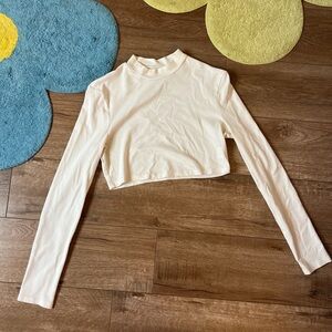 SHEIN White Long Sleeve Crop Top Mock Neck